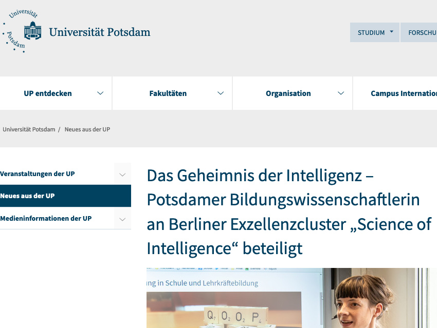 Das Geheimnis der Intelligenz – Potsdamer Bildungswissenschaftlerin an Berliner Exzellenzcluster „Science of Intelligence“ beteiligt