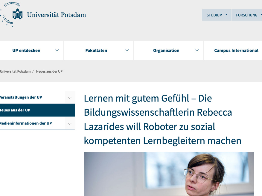 Lernen mit gutem Gefühl – Die Bildungswissenschaftlerin Rebecca Lazarides will Roboter zu sozial kompetenten Lernbegleitern machen